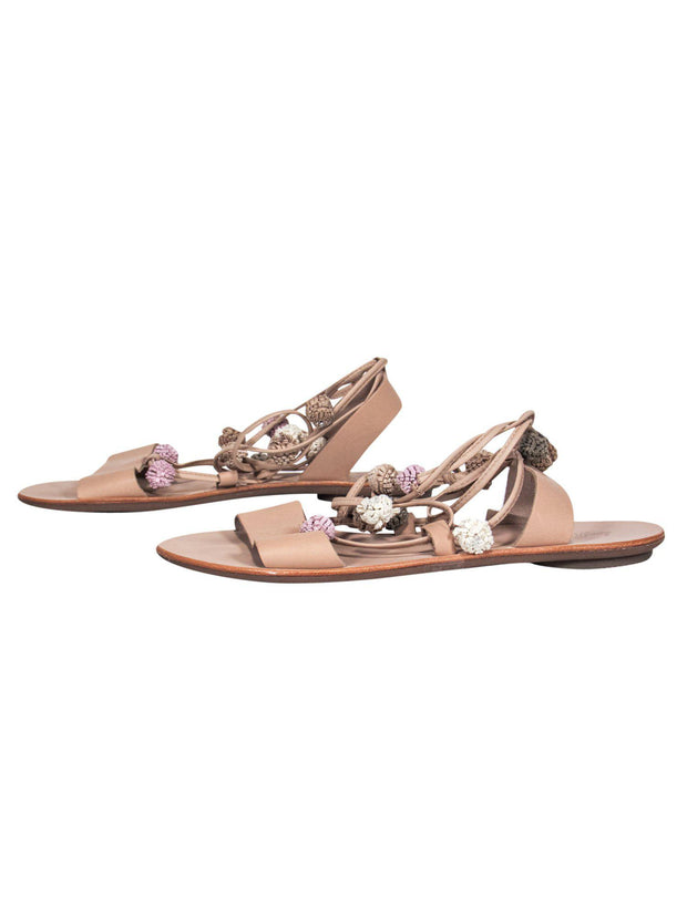 Current Boutique-Loeffler Randall - Tan Strappy Sandals w/ Baubles Sz 7