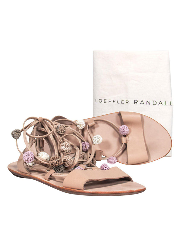 Current Boutique-Loeffler Randall - Tan Strappy Sandals w/ Baubles Sz 7