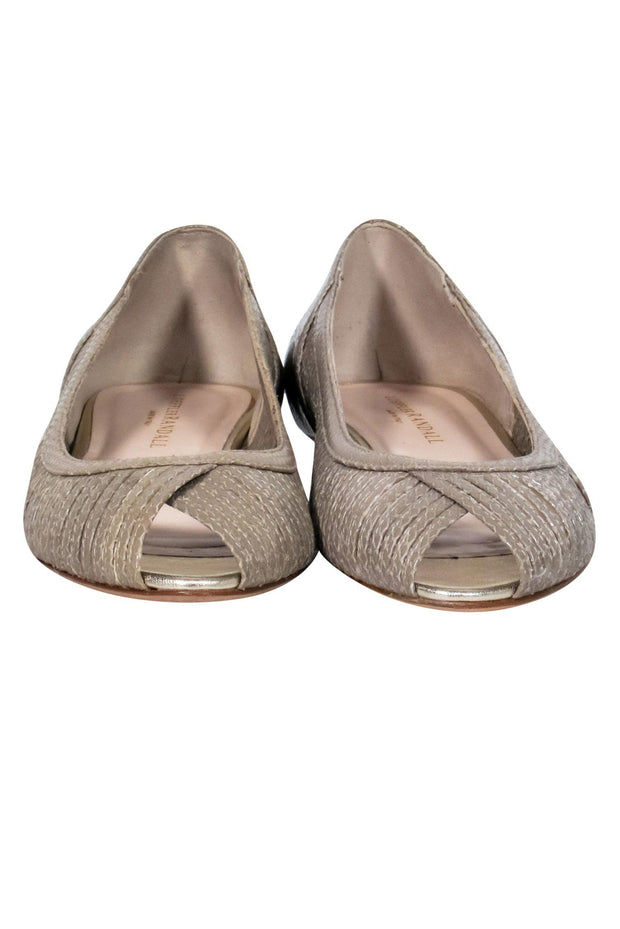 Current Boutique-Loeffler Randall - Taupe Open Toe Leather Flats Sz 7