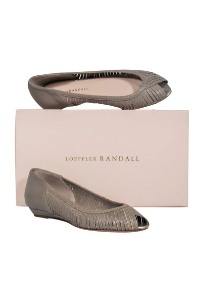 Current Boutique-Loeffler Randall - Taupe Open Toe Leather Flats Sz 7