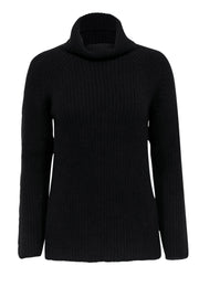 Current Boutique-Longchamp - Black Chunky Knit Cashmere Turtleneck Sweater Sz XS