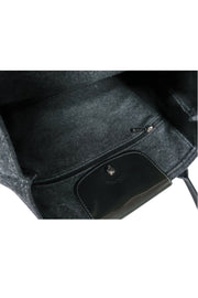 Current Boutique-Longchamp - Dark Grey Wool Snap “Victoire” Tote w/ Embroidered Logo