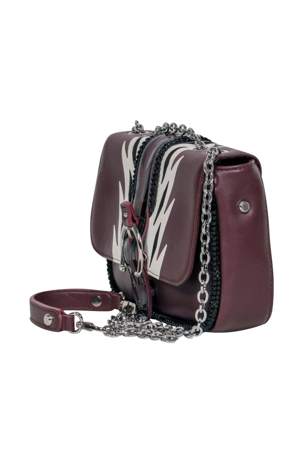 Current Boutique-Longchamp - Maroon Printed Chain Crossbody Bag w/ Printed Trim