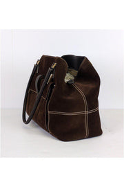 Current Boutique-Loro Piana - Brown Suede Globe Purse