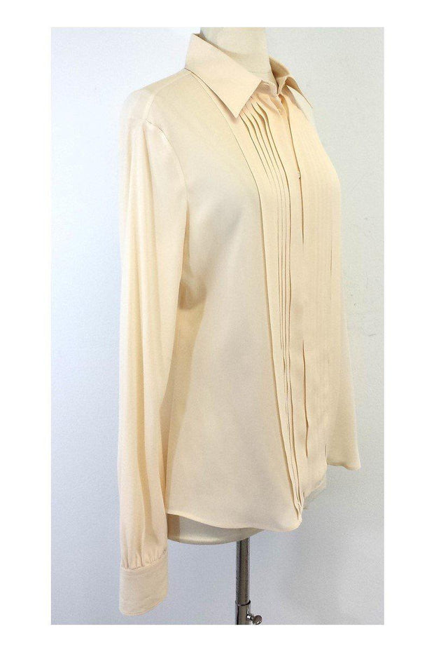 Current Boutique-Loro Piana - Charlize Cream Silk Blouse Sz 14