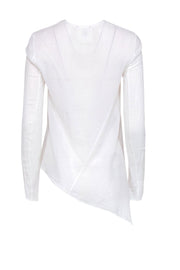 Current Boutique-Lost & Found - White Sheer Long Sleeve Blouse w/ Asymmetric Hem Sz XXS