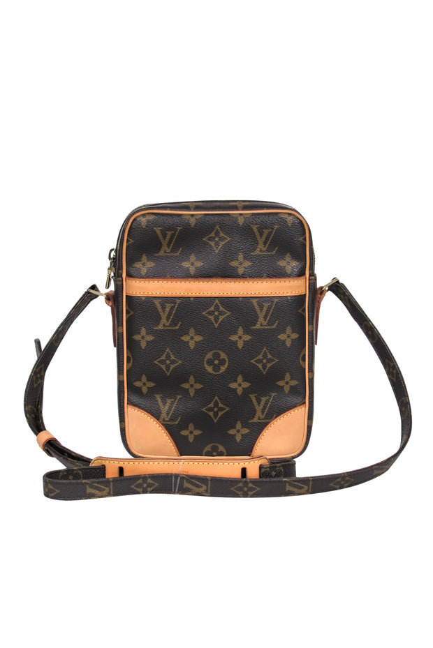 Current Boutique-Louis Vuitton - Brown & Beige Leather Monogram Print Rectangle Crossbody