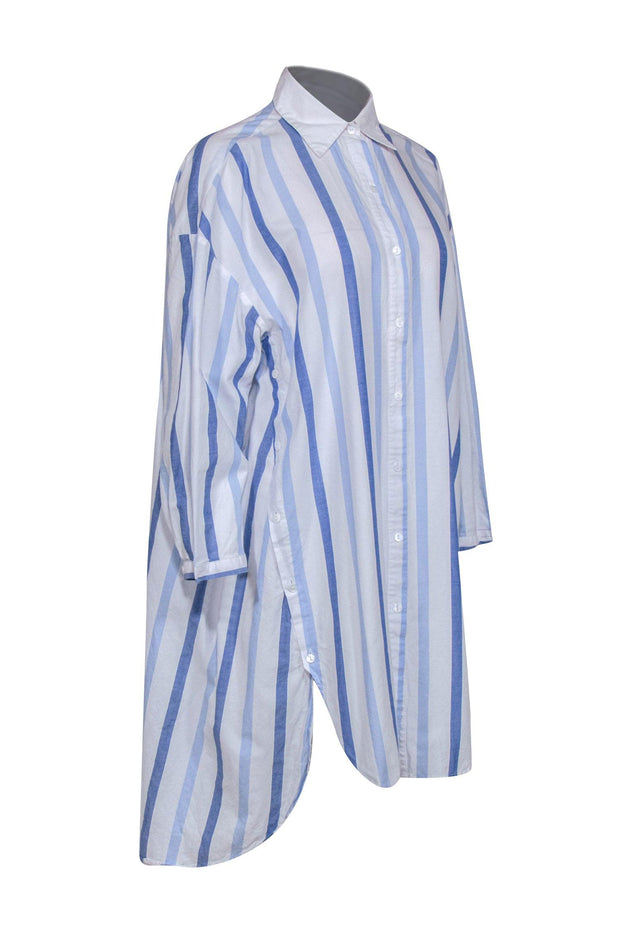 Current Boutique-Love Binetti - White & Blue Striped Button Up Dress Sz XS