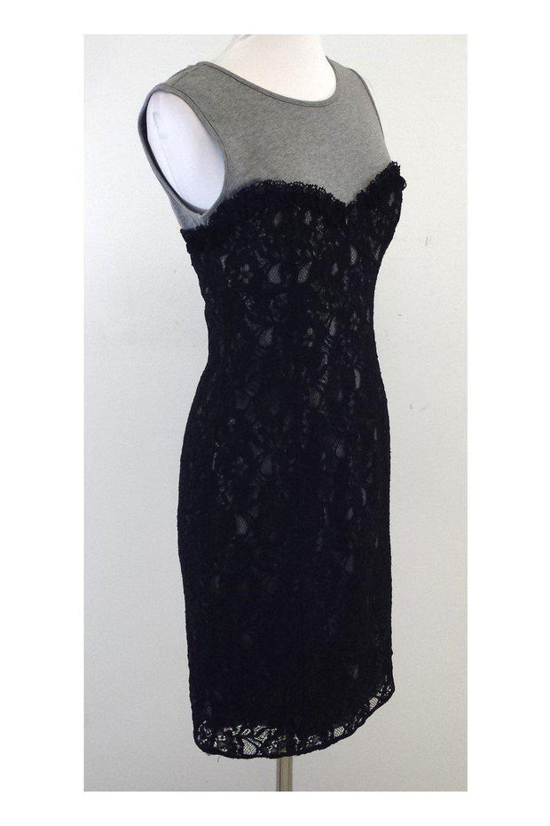 Current Boutique-Love Moschino - Grey & Black Lace Dress Sz 4