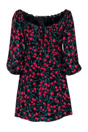 Current Boutique-Lovers + Friends - Black & Red Floral A-line Mini Dress w/ Scoop Neckline Sz M