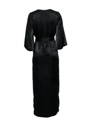 Current Boutique-Lovers + Friends - Black Satin Open Maxi Dress w/ Built-in Shorts Sz XS