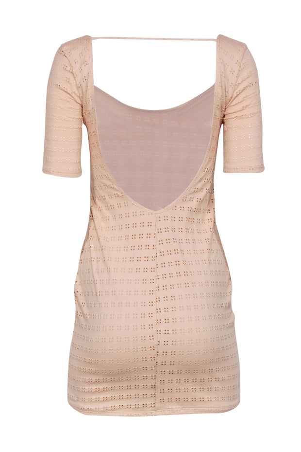 Current Boutique-Lovers + Friends - Blush Perforated Cutout Scoop Neck Knit Bodycon Sz S