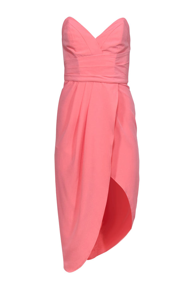 Current Boutique-Lovers + Friends - Coral Pink Strapless Dress w/ Slit Sz XS