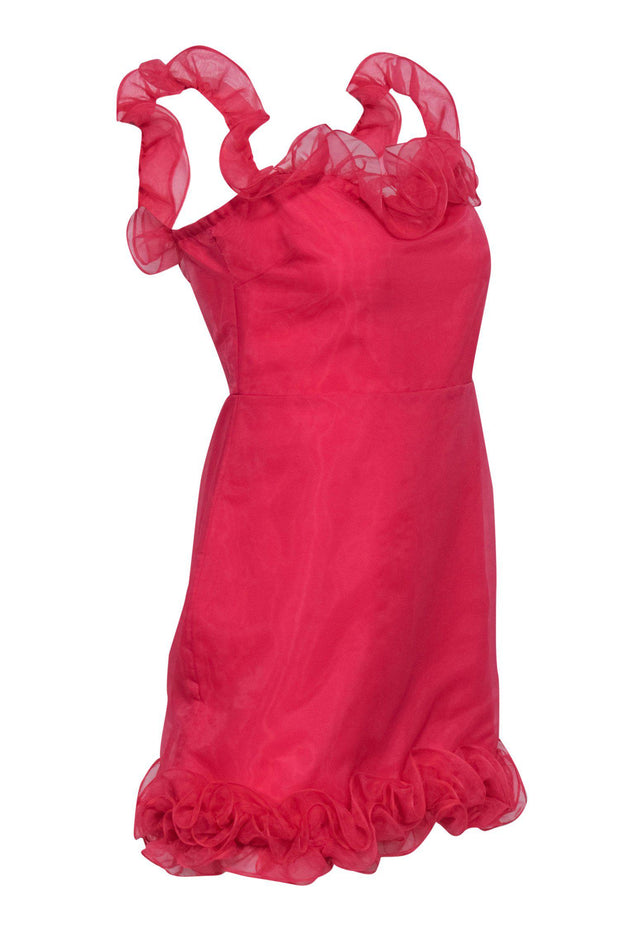 Current Boutique-Lovers + Friends - Hot Pink Ruffle Trim Cocktail Dress Sz M