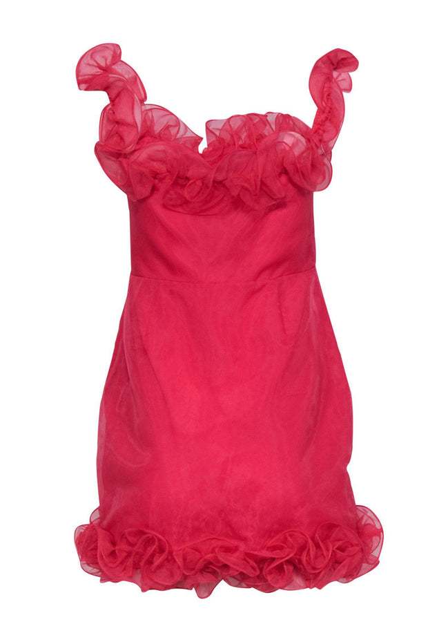 Current Boutique-Lovers + Friends - Hot Pink Ruffle Trim Cocktail Dress Sz M