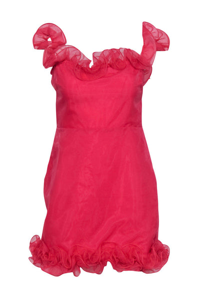 Current Boutique-Lovers + Friends - Hot Pink Ruffle Trim Cocktail Dress Sz M