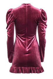 Current Boutique-Lovers + Friends - Mauve Velvet Puff Shoulder Long Sleeve Dress Sz S