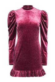 Current Boutique-Lovers + Friends - Mauve Velvet Puff Shoulder Long Sleeve Dress Sz S