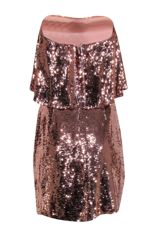 Current Boutique-Lovers + Friends - Rose Gold Pink Sequin Strapless Mini Dress Sz M