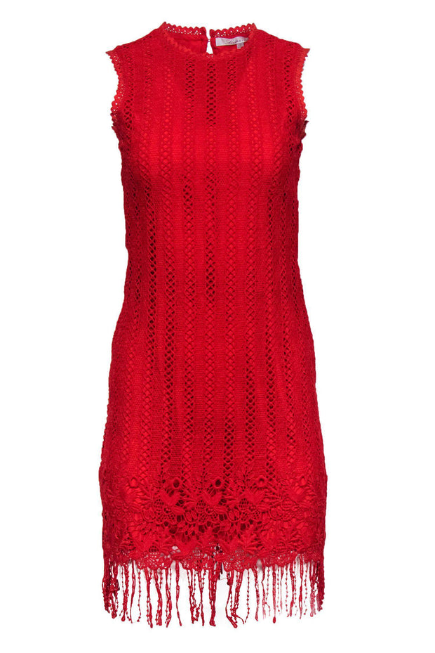 Current Boutique-Lovers + Friends - Tomato Red Crochet Tank Dress Sz S