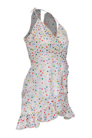 Current Boutique-Lovers + Friends - White & Rainbow Polka Dot Ruffle Wrap Dress Sz S