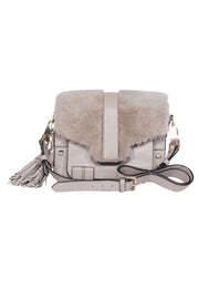 Current Boutique-Luana Italy - Grey Leather w/ Fur Trim Crossbody Bag