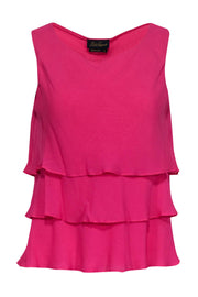 Current Boutique-Luisa Spagnoli - Hot Pink Tiered Silk Tank Sz S