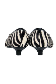 Current Boutique-Lulu Guinness - Black & White Pony Hair Zebra Print Kitten Heels Sz 7