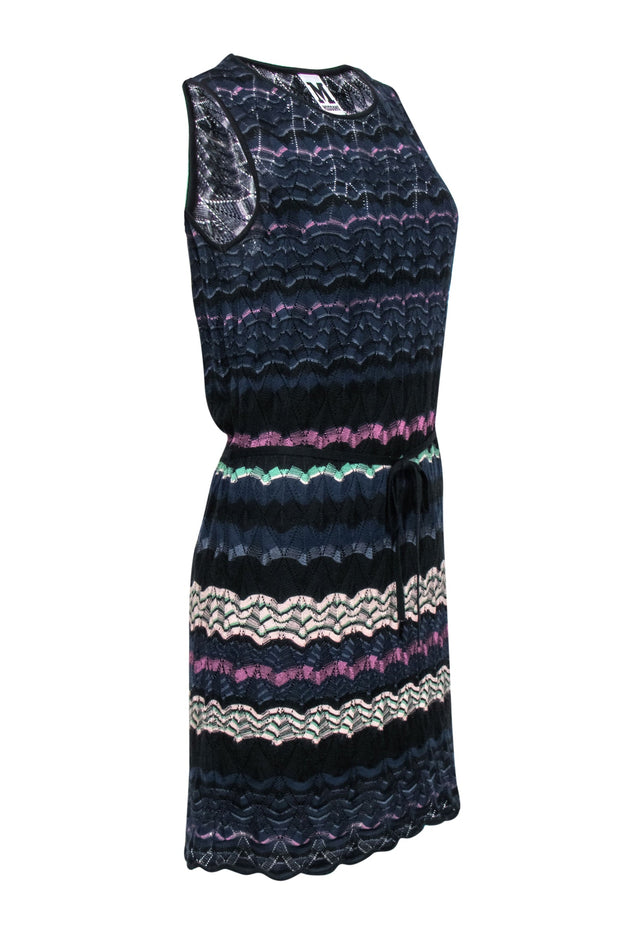 Current Boutique-M Missoni - Navy and Multicolored Stripe Sleeveless Knit Dress Sz S