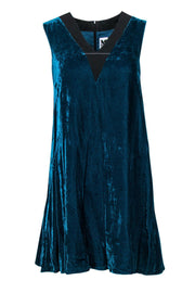 Current Boutique-M Missoni - Teal Velvet Sleeveless Shift Dress Sz 0