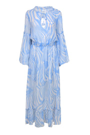 Current Boutique-MISA Los Angeles - Blue & White Swirl Print Maxi Dress w/ Tassels Sz S