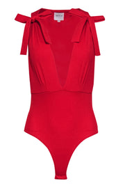 Current Boutique-MISA Los Angeles - Red Plunge "Paolla" Bodysuit w/ Bows Sz S