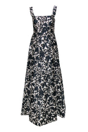 Current Boutique-ML Monique Lhuillier - Navy & White Floral Gown w/ Bow Sz 4