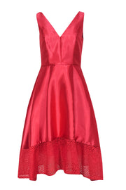 Current Boutique-ML Monique Lhuillier - Strawberry Pink Satin A-Line Dress w/ Eyelet Trim Sz 8