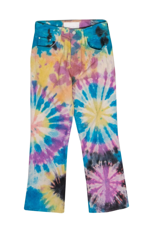 Current Boutique-MOTHER - Multicolor Tie-Dye Print High Waist “The Tripper” Bootcut Jeans Sz 25