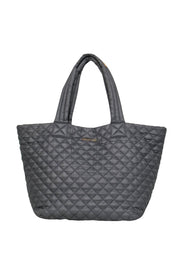 Current Boutique-MZ Wallace - Gray Quilted Puffer Zipper Tote w/ Leather Trim