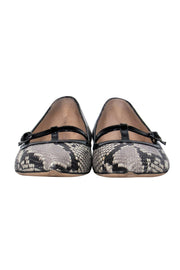 Current Boutique-M. Gemi - Gray Snakeskin & Patent Leather T-Strap Pointed Toe Flats Sz 7