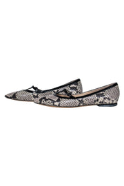 Current Boutique-M. Gemi - Gray Snakeskin & Patent Leather T-Strap Pointed Toe Flats Sz 7