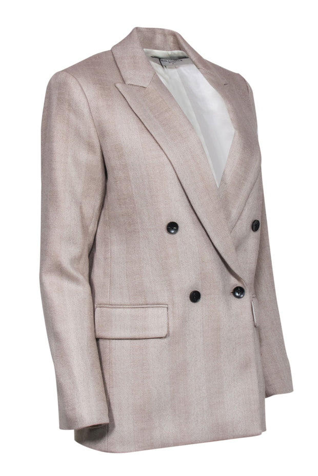 Current Boutique-M.M. Lafleur - Tan Herringbone Double Breasted Blazer Sz 0