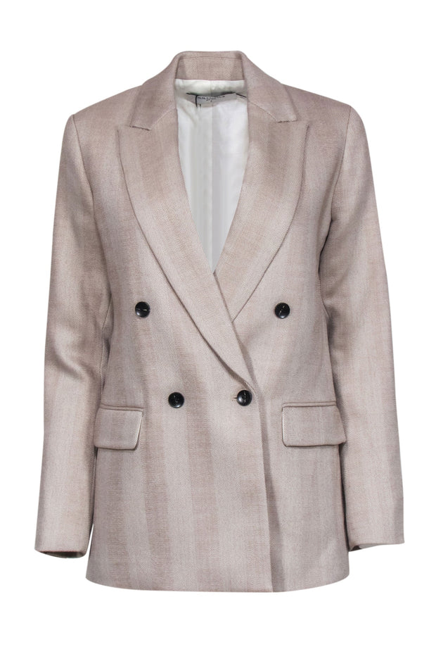 Current Boutique-M.M. Lafleur - Tan Herringbone Double Breasted Blazer Sz 0