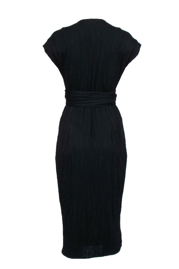 Current Boutique-M.M.LaFleur - Black Crinkled Textured Maxi Dress w/ Belt Sz 4