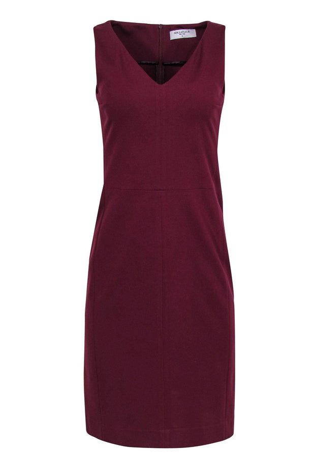 Current Boutique-M.M.LaFleur - Maroon V-Neck Sheath Dress Sz 6