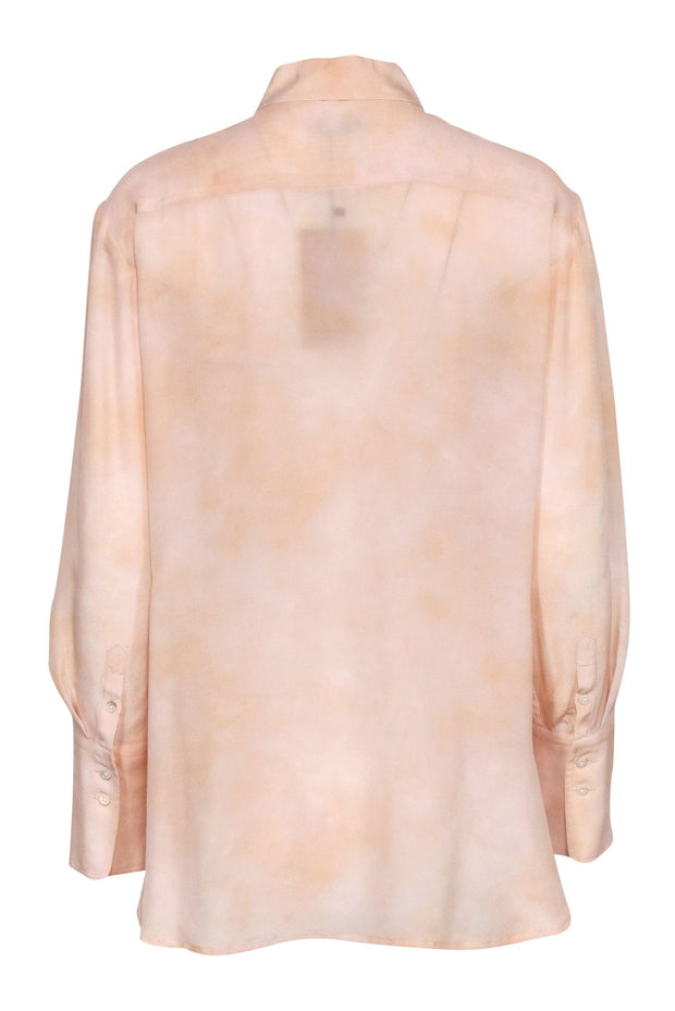 Current Boutique-M.M.LaFleur - Peach Button-Up Silk Blouse Sz M