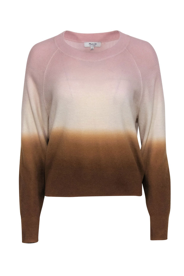 Current Boutique-Madewell - Pink & Brown Ombre Waffle Knit Cashmere Sweater Sz M