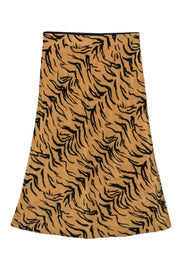 Current Boutique-Madewell - Tan & Black Tiger Print Silk Midi Slip Skirt Sz 2