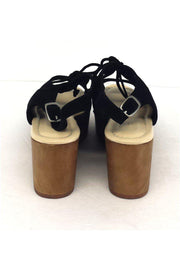 Current Boutique-Madison Harding - Black Suede Wooden Platform Heels Sz 7