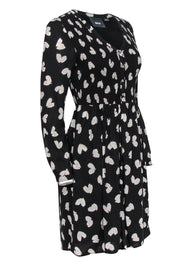 Current Boutique-Maeve - Black & White Heart Print Long Sleeve Fit & Flare Dress Sz XS