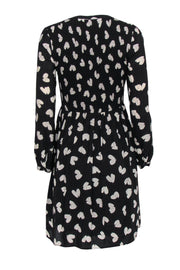 Current Boutique-Maeve - Black & White Heart Print Long Sleeve Fit & Flare Dress Sz XS