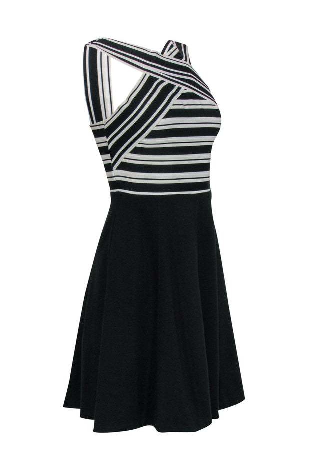 Current Boutique-Maeve - Black & White Striped Bodice Dress Sz 4