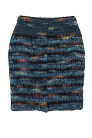 Current Boutique-Maeve - Blue & Multicolored Fuzzy Wool Blend Skirt Sz 2